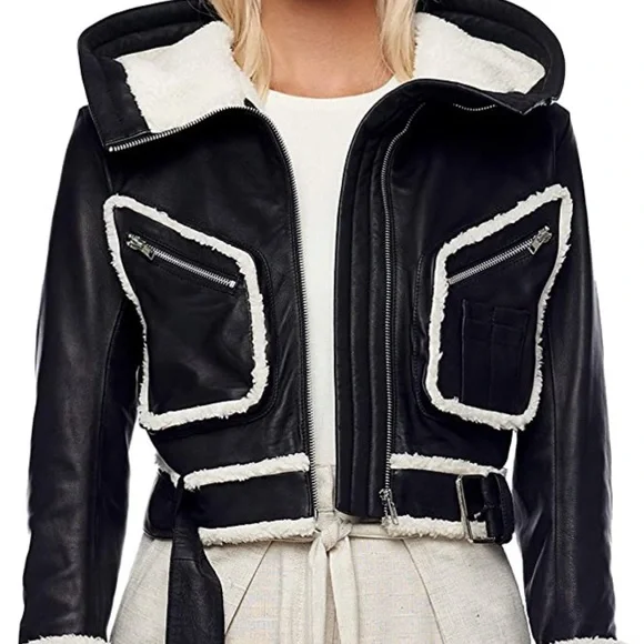 NWT Jonny Cota Leather snd Sherpa 5⭐️Fave Hoodie Moto - Picture 6 of 11